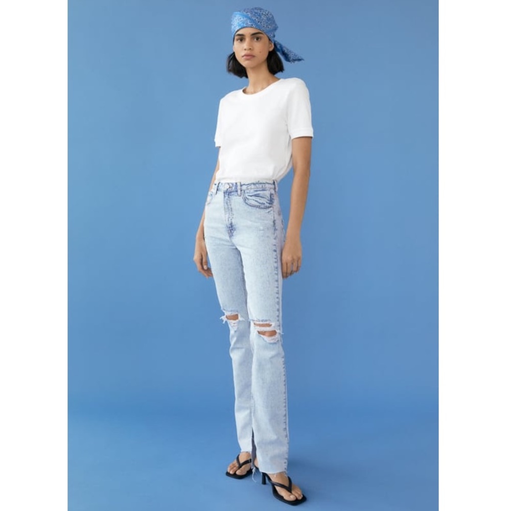 Zara Flared Ripped Slim Fit Jeans
